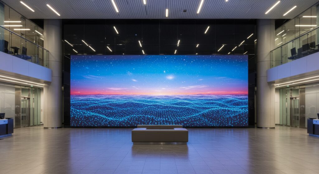 Sala de controle audiovisual em operação